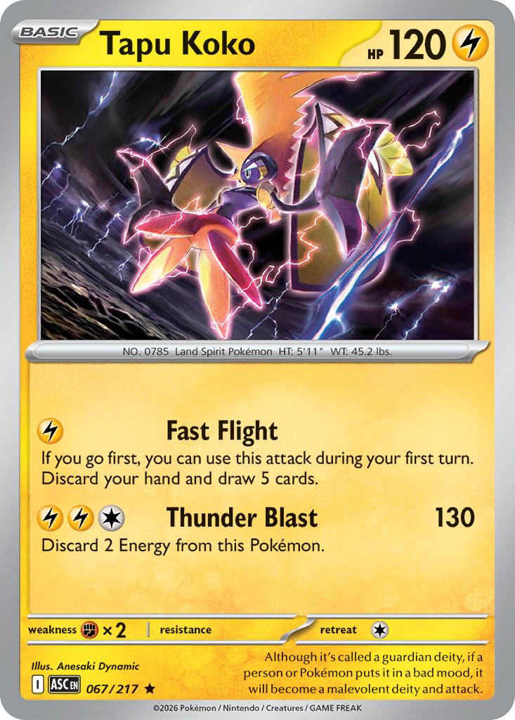 Tapu Koko Holofoil 067/217 Ascended Heroes Pokémon Card