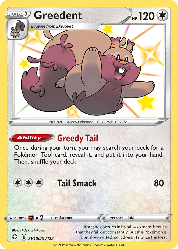 Greedent Holo 100/122 Shining Fates Shiny Vault Pokémon Card