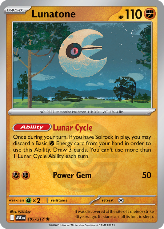 Lunatone Reverse 105/217 Ascended Heroes Pokémon Card