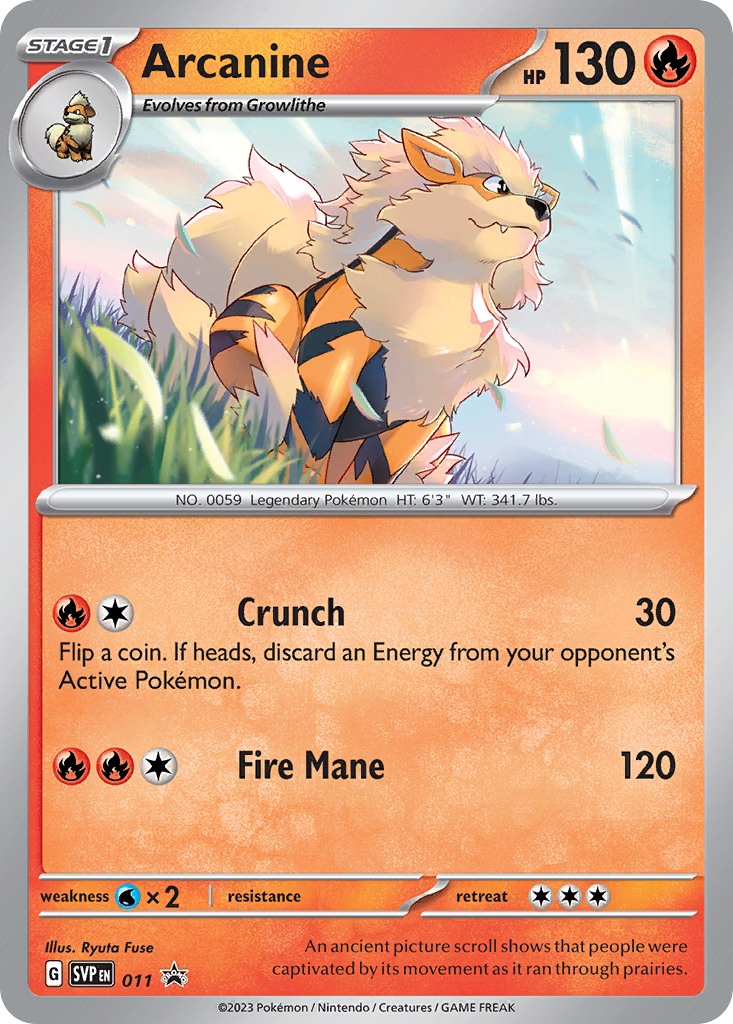 Arcanine Holofoil 011/225 SVP Black Star Promos Pokémon Card