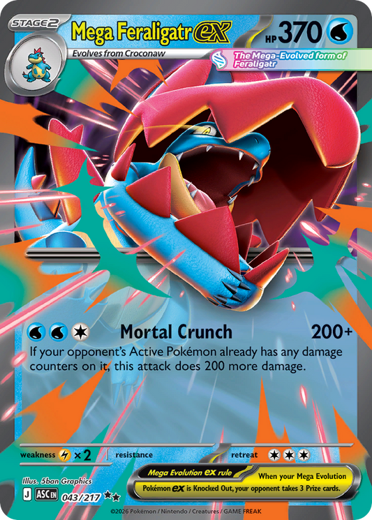 Mega Feraligatr ex Holofoil 043/217 Ascended Heroes Pokémon Card